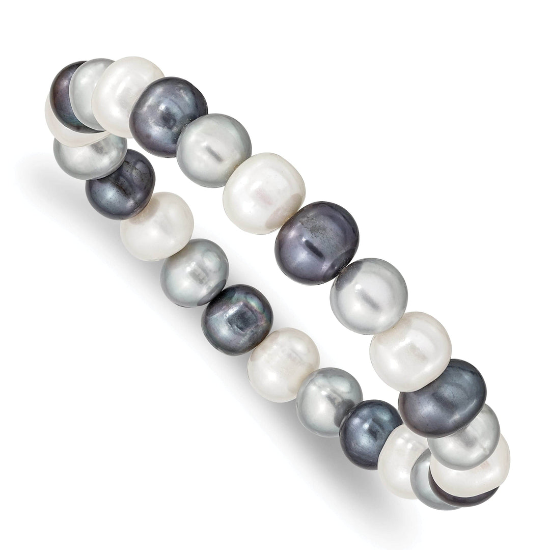 Lovely Rita's Bracelets Fresh Water White Platinum Black Pearl Bracelet