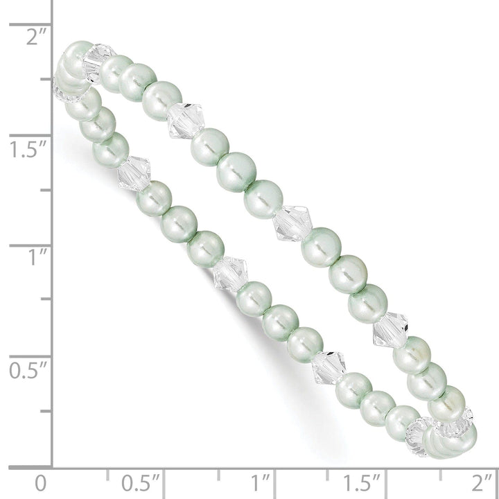 Lovely Rita's Bracelets Green Shell Pearl Swarovski Child Bracelet
