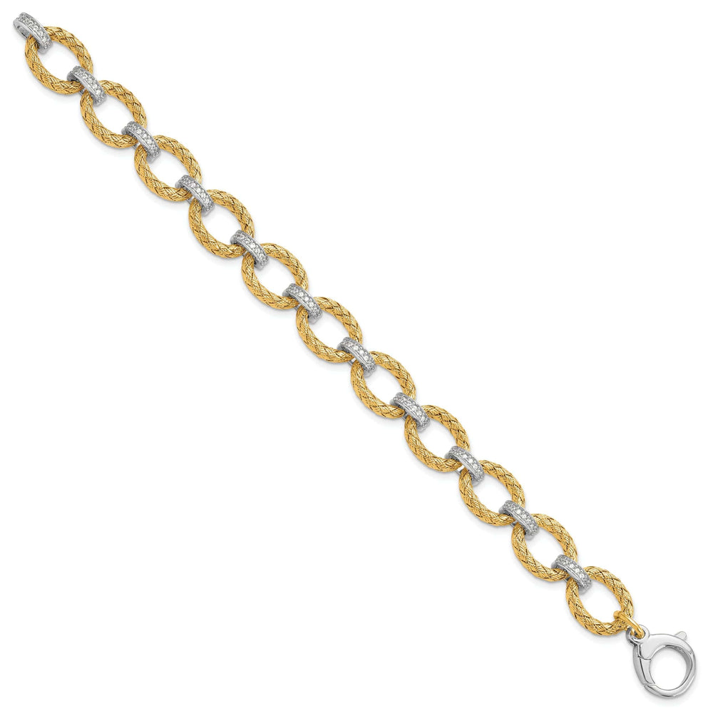 Lovely Rita's Bracelets Leslie Silver Gold-tone C.Z Woven Link Bracelet