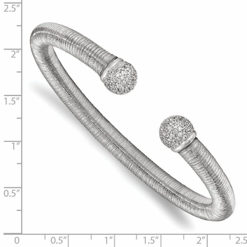 Lovely Rita's Bracelets Leslie Silver Rhodium C.Z Textured Cuff Bangle