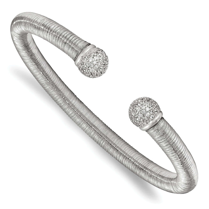 Lovely Rita's Bracelets Leslie Silver Rhodium C.Z Textured Cuff Bangle