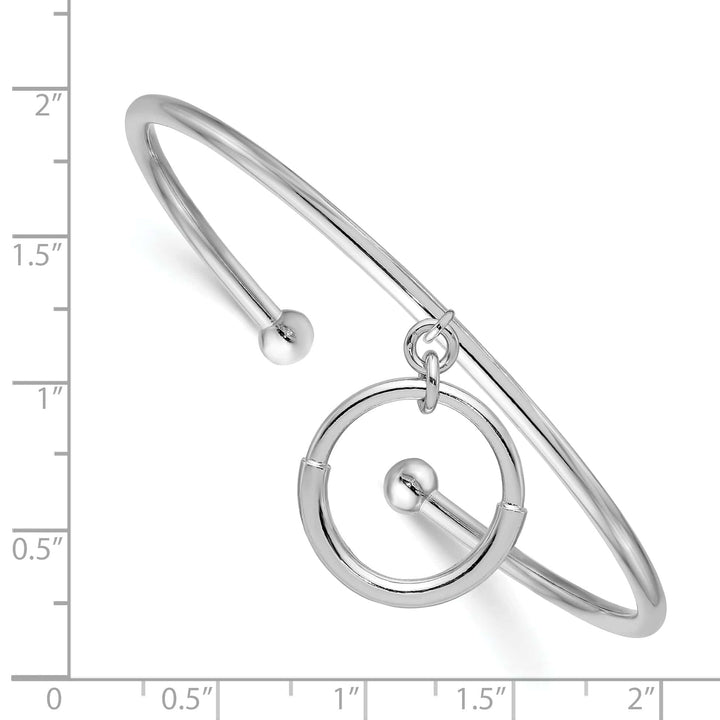 Lovely Rita's Bracelets Leslie Silver Rodium Polished Charm Cuff Bangle