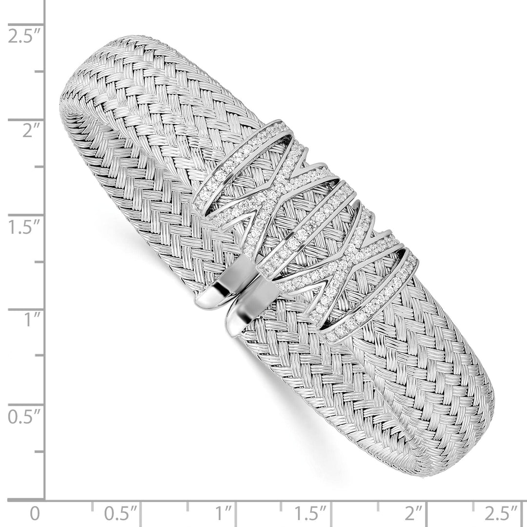 Lovely Rita's Bracelets Leslie Sterling Silver Cubic Zirconia Woven Cuff