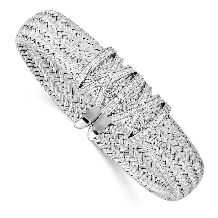 Lovely Rita's Bracelets Leslie Sterling Silver Cubic Zirconia Woven Cuff