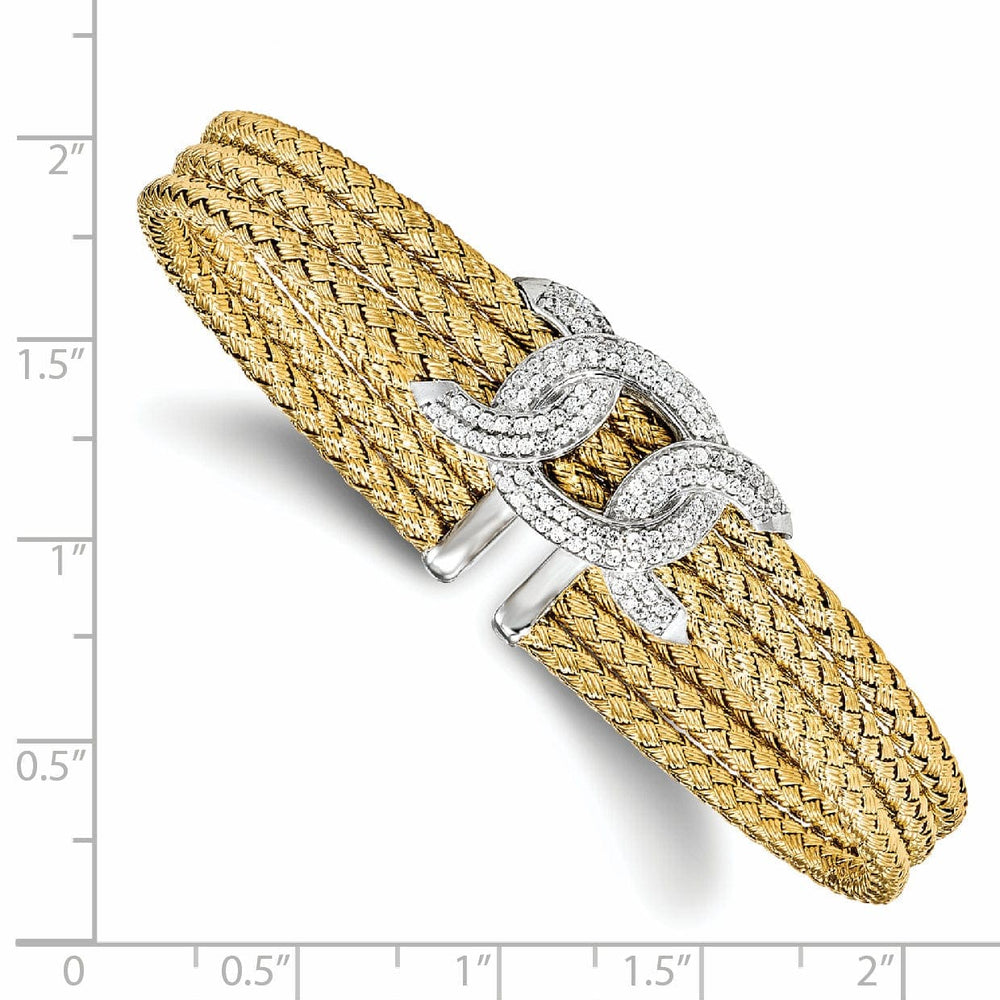 Lovely Rita's Bracelets Leslie Sterling Silver Gold-tone C.Z Woven Cuff