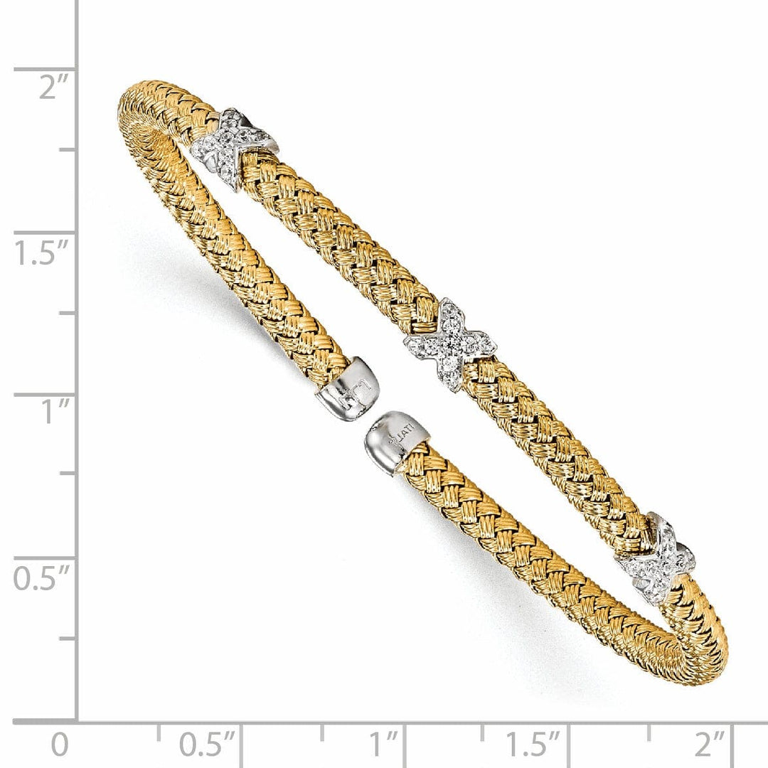 Lovely Rita's Bracelets Leslie Sterling Silver Gold-tone C.Z Woven Cuff
