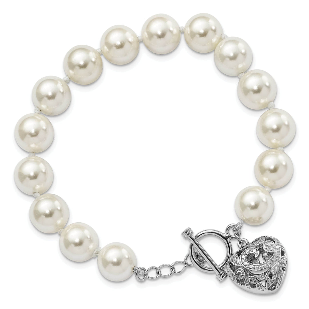Majestik Shell Pearls Bracelets Majestik White Shell Pearl with Heart Bracelet