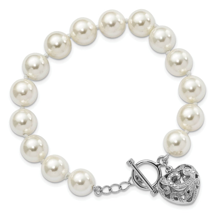 Majestik Shell Pearls Bracelets Majestik White Shell Pearl with Heart Bracelet