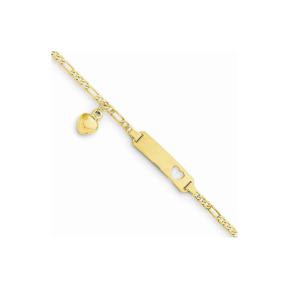 Lovely Rita's Bracelets No Engraving 14k with Dangling Heart Baby Child I.D Bracelet