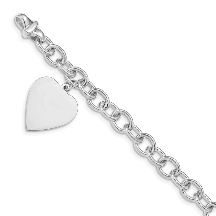 Lovely Rita's Bracelets No Engraving Needed 14k white gold heart link charm bracelet 7.5-inch, 17.5-mm width