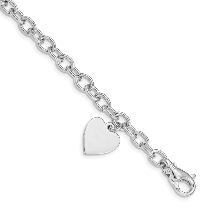 Lovely Rita's Bracelets No Engraving Needed 14k white gold heart link charm bracelet 8.5-inch, 13-mm width