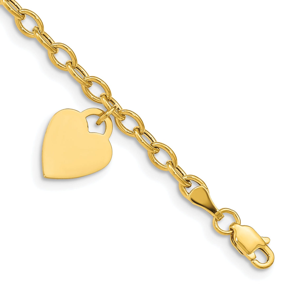 Lovely Rita's Bracelets No Engraving Needed 14k yellow gold heart link charm bracelet 8.5-inch, 10.5-mm width