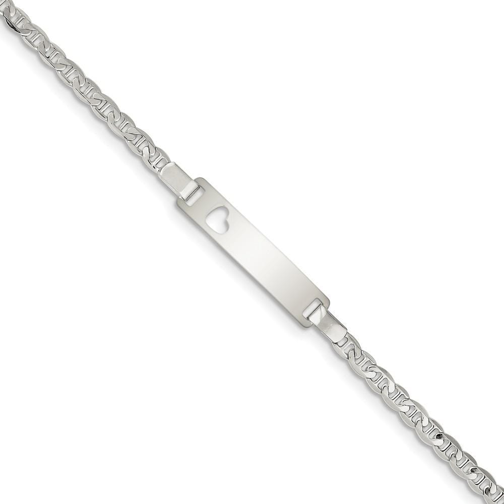 Lovely Rita's Bracelets No Engraving Silver Engravable Baby ID Cutout Heart Bracelet