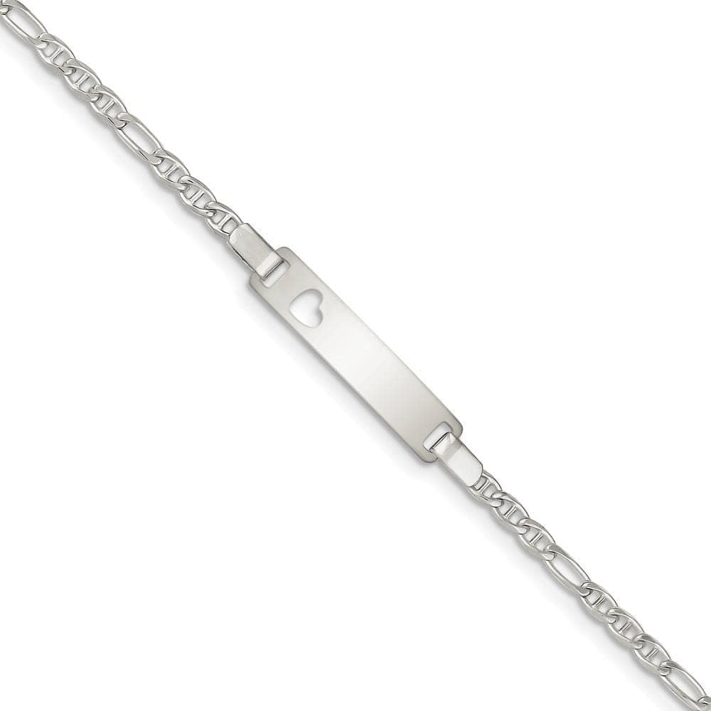 Lovely Rita's Bracelets No Engraving Silver Engravable Baby ID Cutout Heart Bracelet