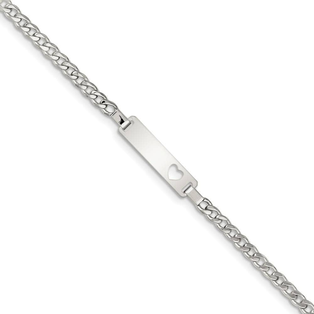 Lovely Rita's Bracelets No Engraving Silver Engravable Baby ID Cutout Heart Bracelet