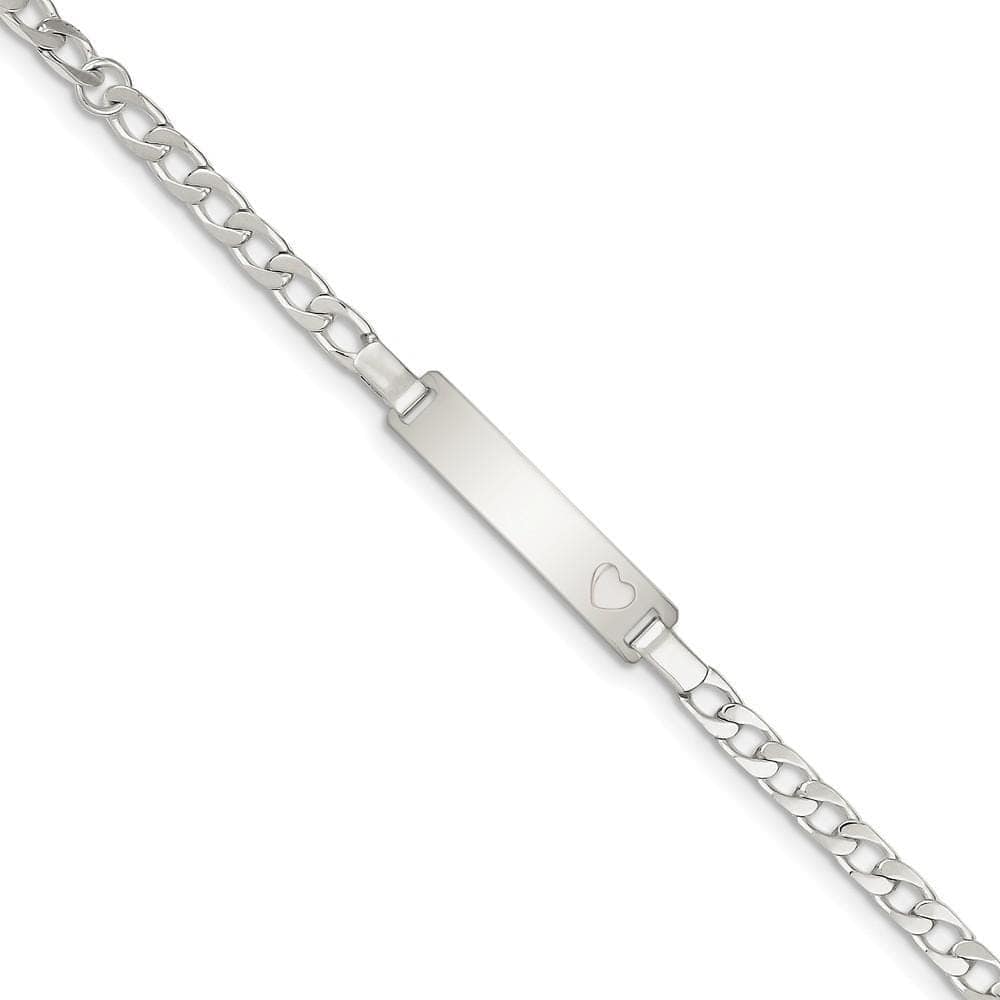Lovely Rita's Bracelets No Engraving Silver Engravable Baby ID Cutout Heart Bracelet