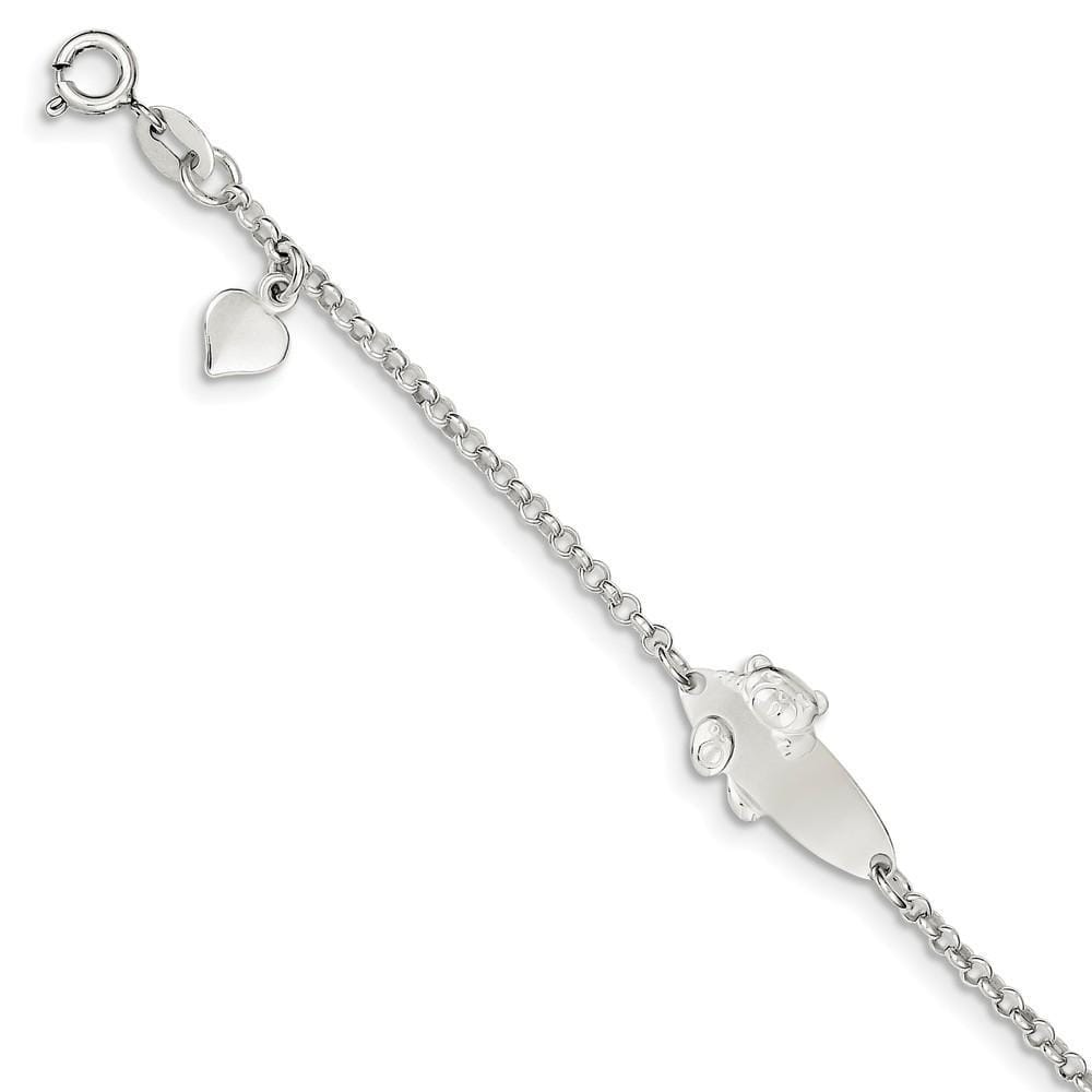 Lovely Rita's Bracelets No Engraving Silver Teddy Bear Baby Engraveable ID Bracelet