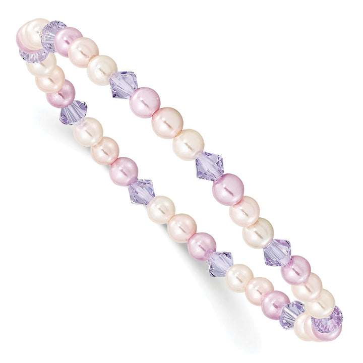 Lovely Rita's Bracelets Pink Pearl Swarovski Child Stretch Bracelet