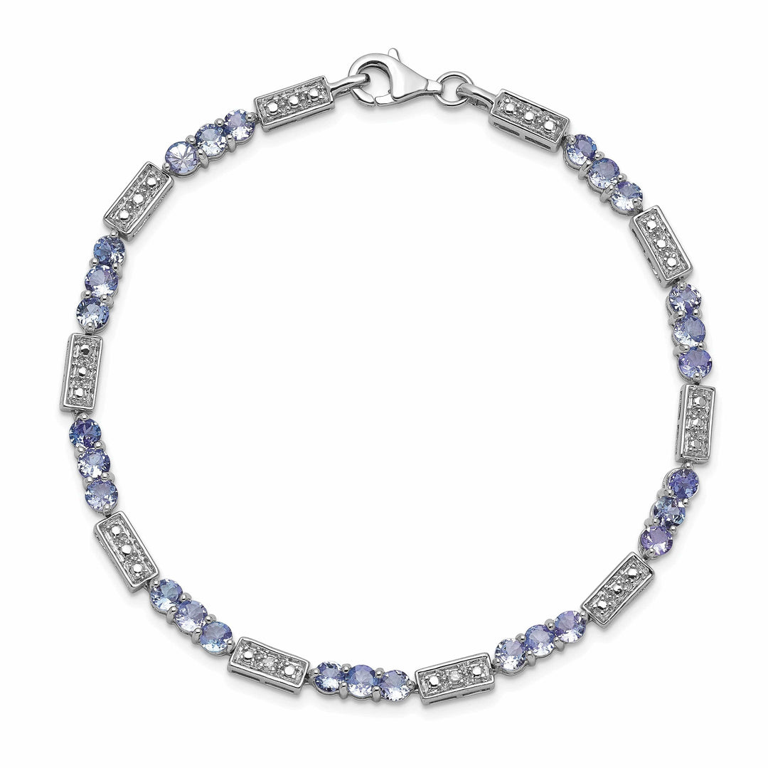 Lovely Rita's Bracelets Polish Silver Tanzanite Round Diamond Bracelet