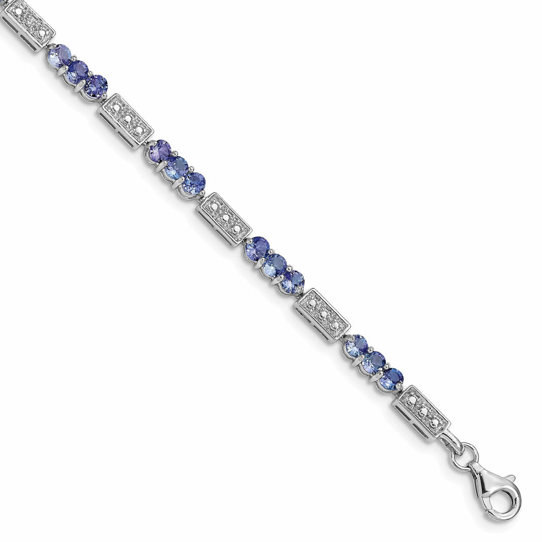 Lovely Rita's Bracelets Polish Silver Tanzanite Round Diamond Bracelet