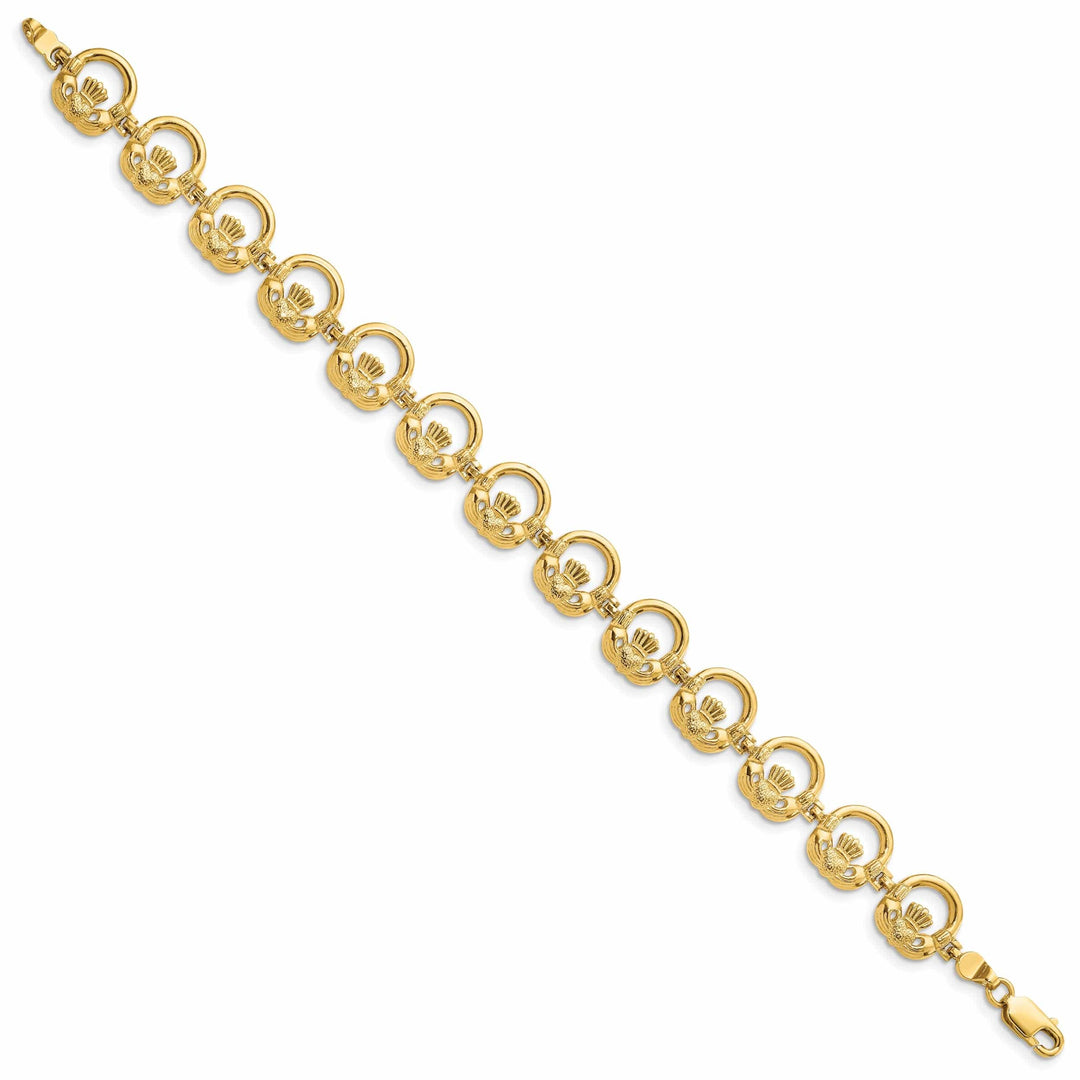 Lovely Rita's Bracelets Polished 14k Gold Claddagh Bracelet - 10.4mm Width, 7.25" Length