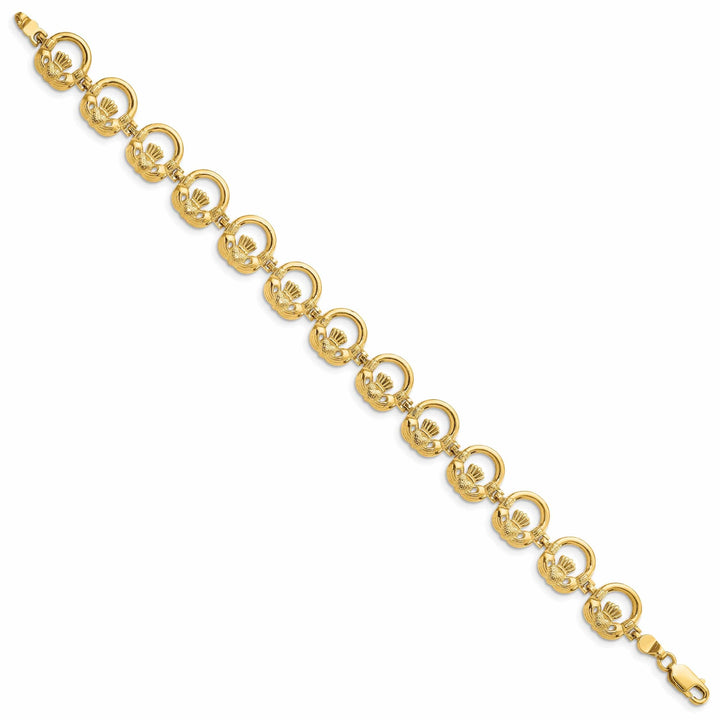 Lovely Rita's Bracelets Polished 14k Gold Claddagh Bracelet - 10.4mm Width, 7.25" Length