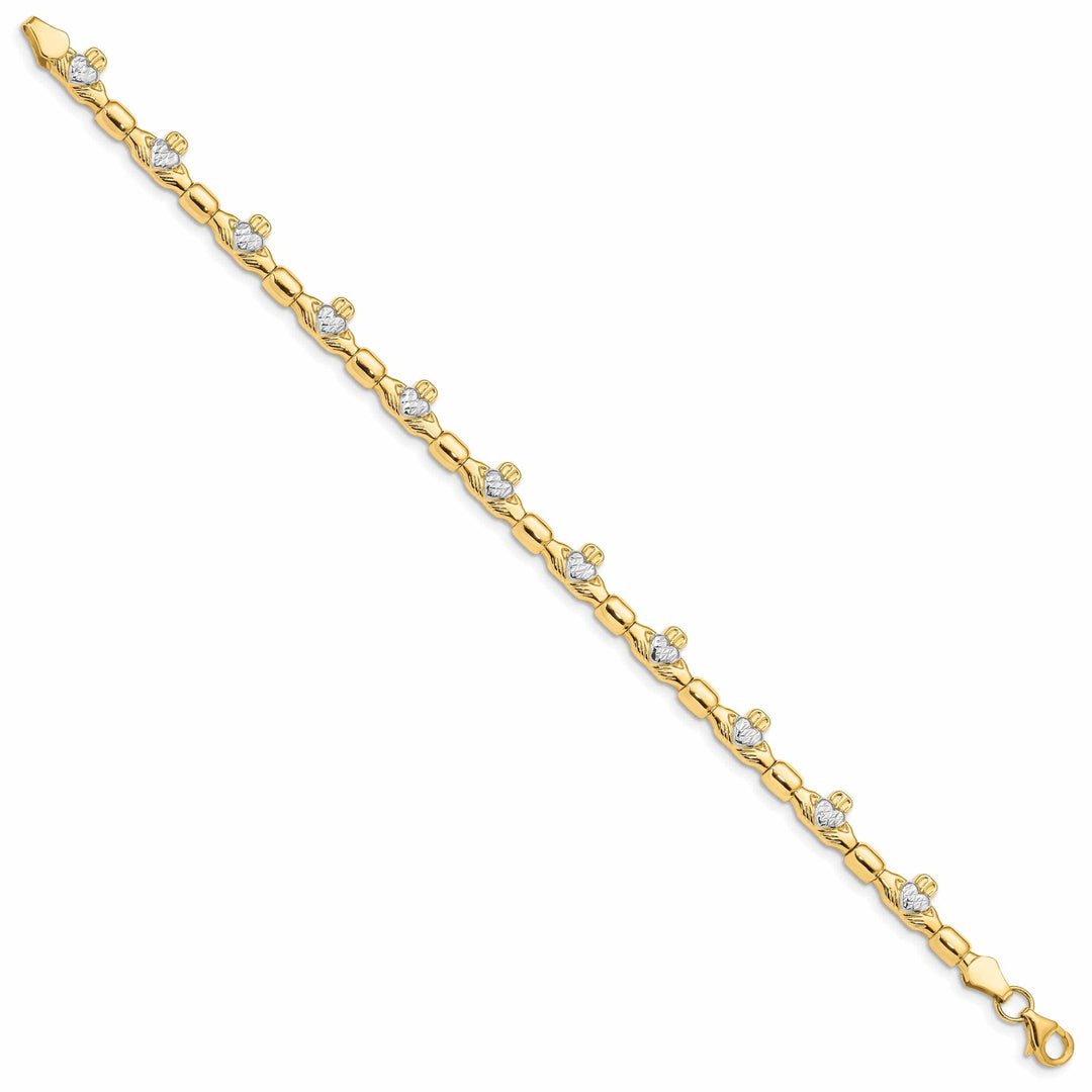 Lovely Rita's Bracelets Polished 14k Gold Claddagh Bracelet - 6-mm Width, 7.25" Length