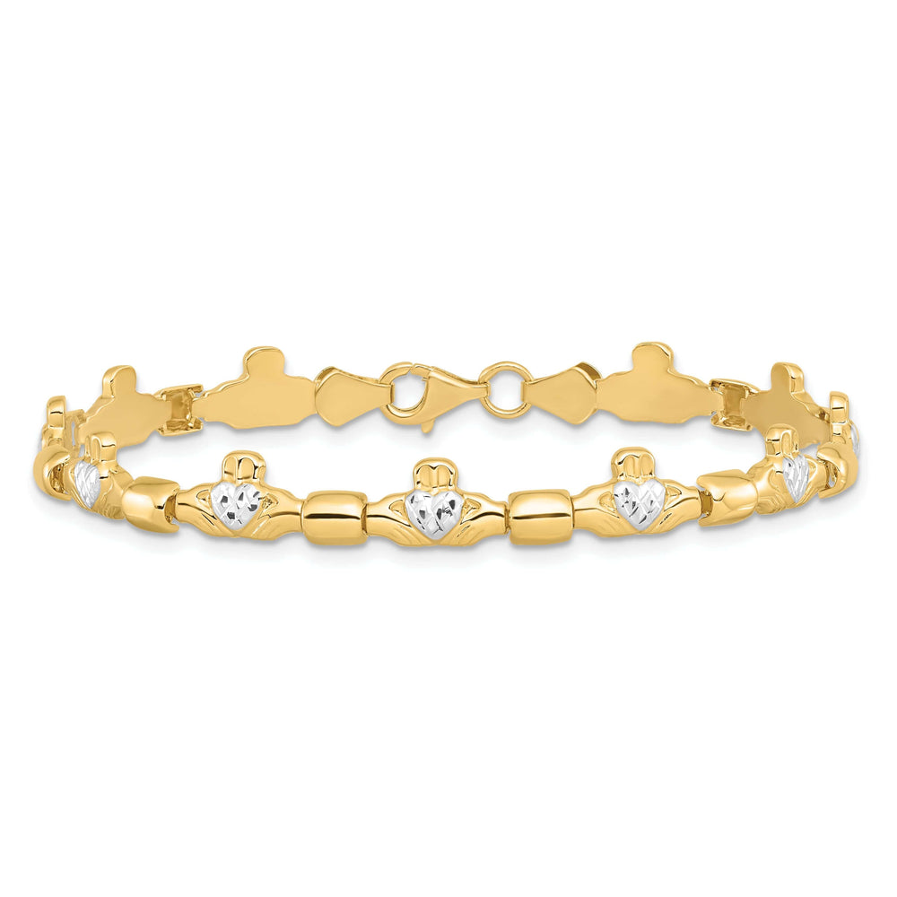 Lovely Rita's Bracelets Polished 14k Gold Claddagh Bracelet - 6-mm Width, 7.25" Length
