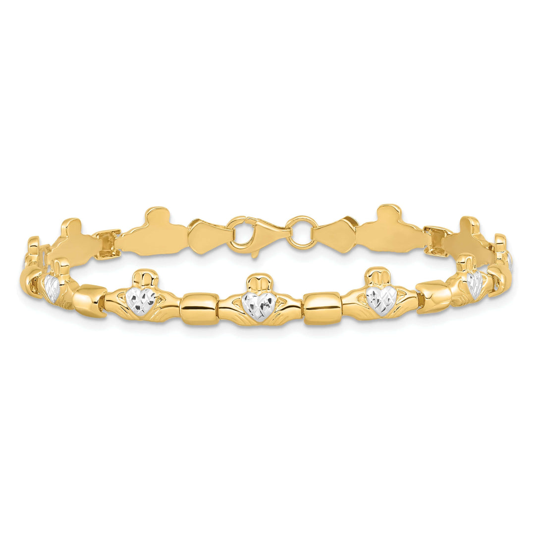 Lovely Rita's Bracelets Polished 14k Gold Claddagh Bracelet - 6-mm Width, 7.25" Length