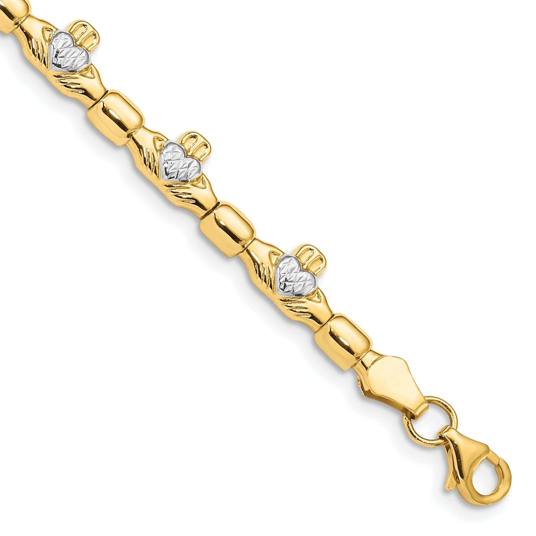 Lovely Rita's Bracelets Polished 14k Gold Claddagh Bracelet - 6-mm Width, 7.25" Length
