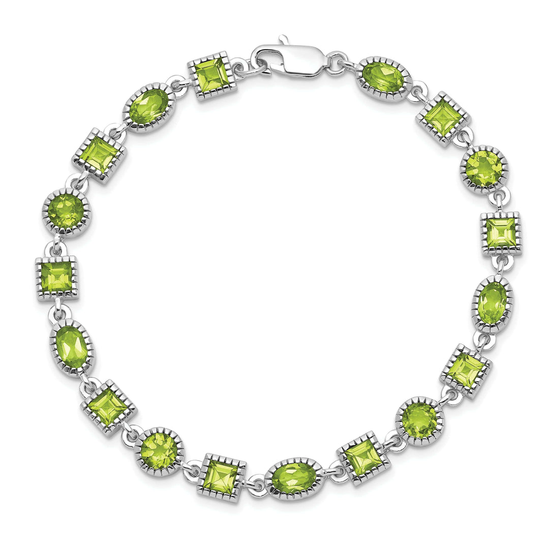 Lovely Rita's Bracelets Polished Silver Peridot Gemstone Bracelet