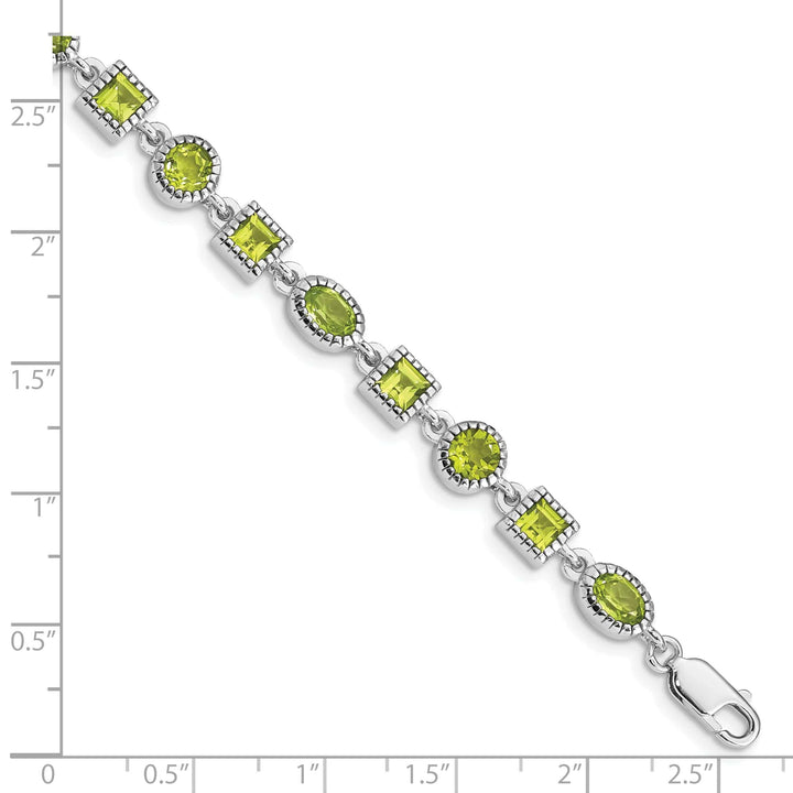 Lovely Rita's Bracelets Polished Silver Peridot Gemstone Bracelet