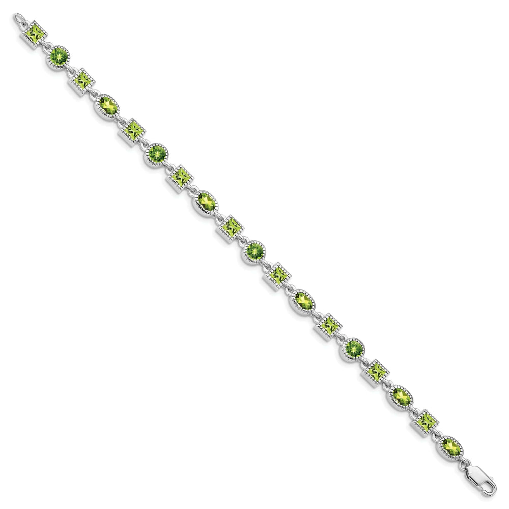 Lovely Rita's Bracelets Polished Silver Peridot Gemstone Bracelet