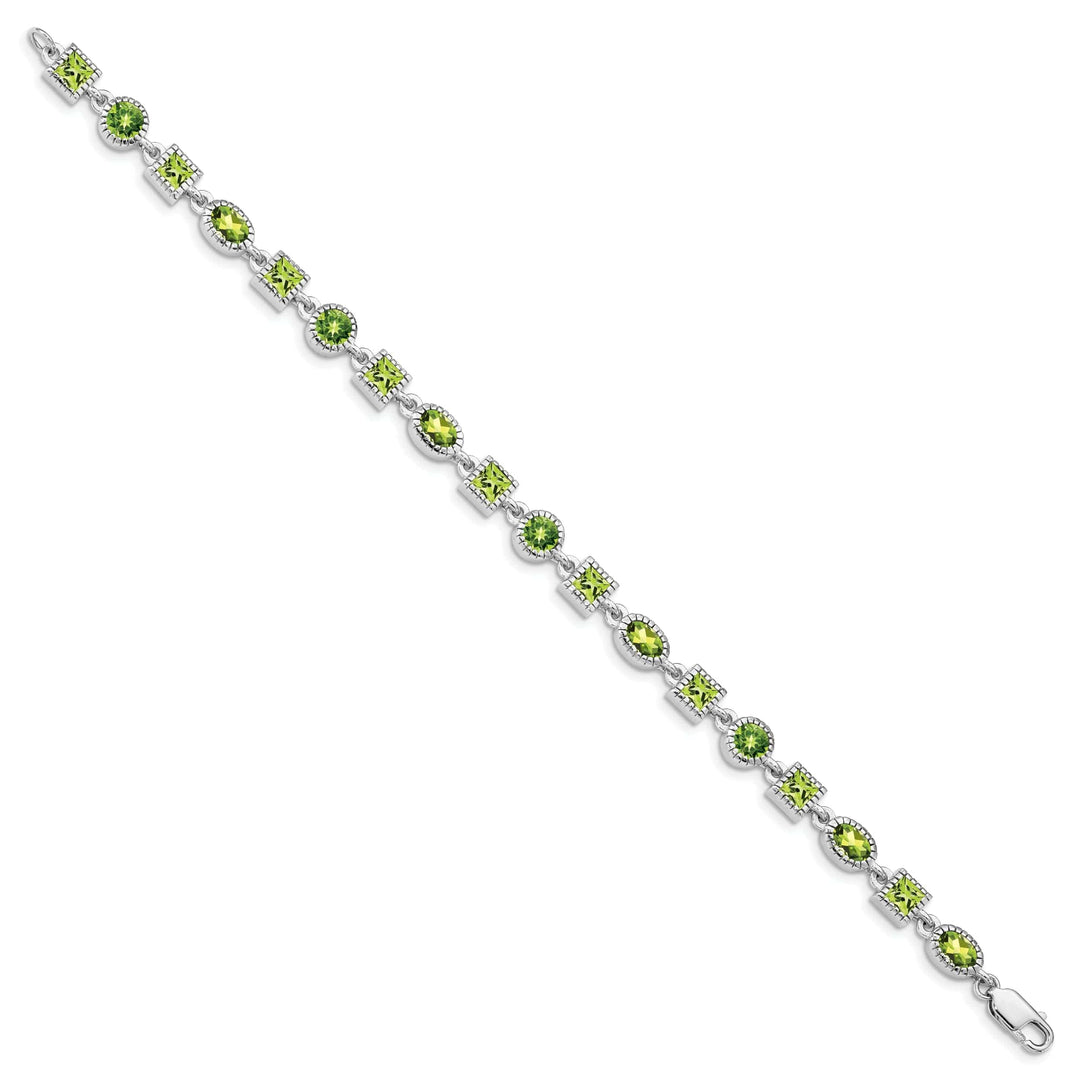 Lovely Rita's Bracelets Polished Silver Peridot Gemstone Bracelet