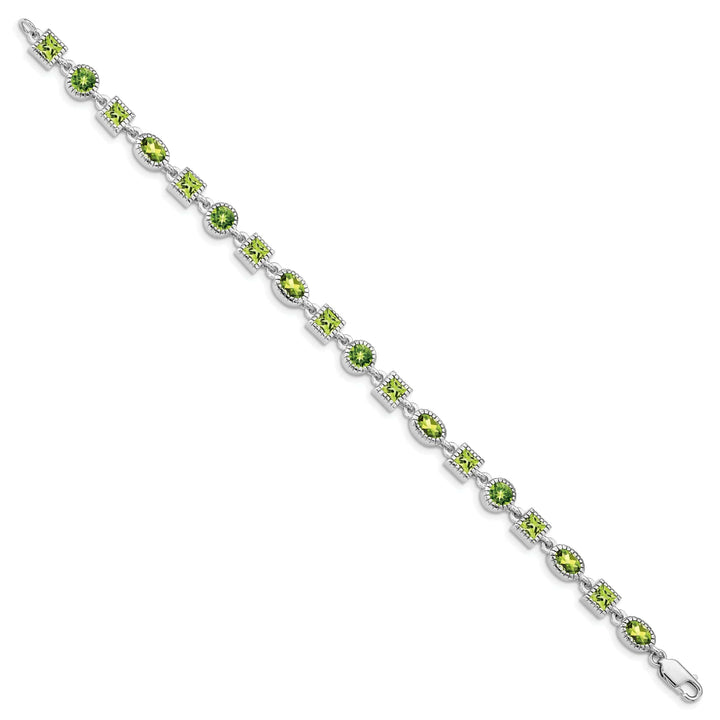 Lovely Rita's Bracelets Polished Silver Peridot Gemstone Bracelet