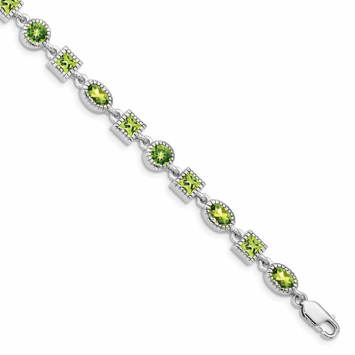 Lovely Rita's Bracelets Polished Silver Peridot Gemstone Bracelet