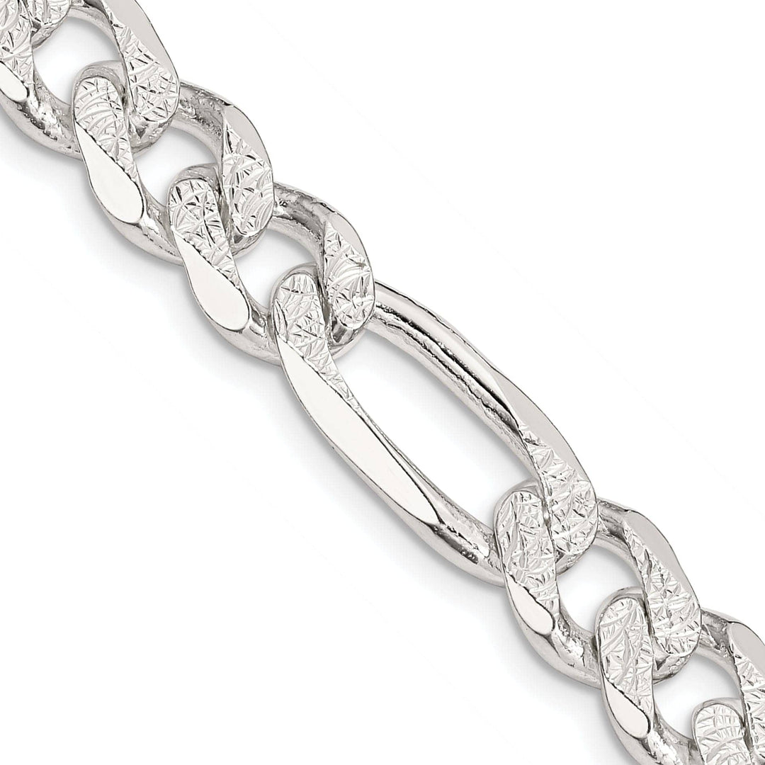 Lovely Rita's Bracelets Silver 10.50-mm Solid Pave Flat Figaro Chain