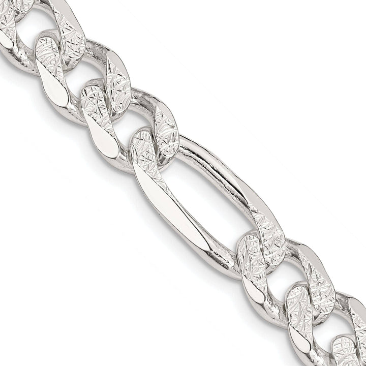 Lovely Rita's Bracelets Silver 10.50-mm Solid Pave Flat Figaro Chain
