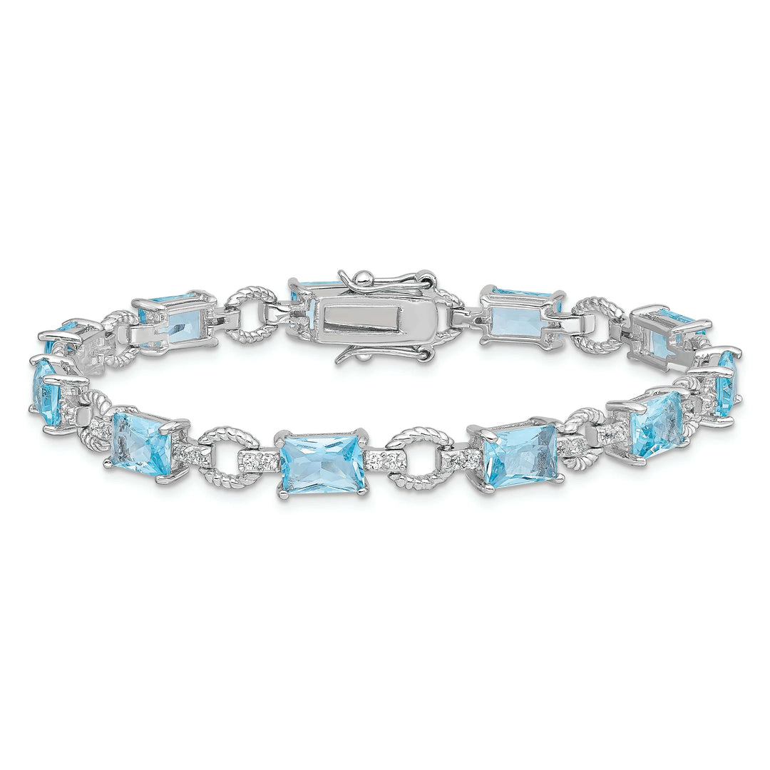 Lovely Rita's Bracelets Silver 11 Stones Blue and Clear C.Z Bracelet