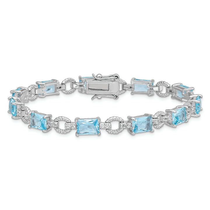 Lovely Rita's Bracelets Silver 11 Stones Blue and Clear C.Z Bracelet