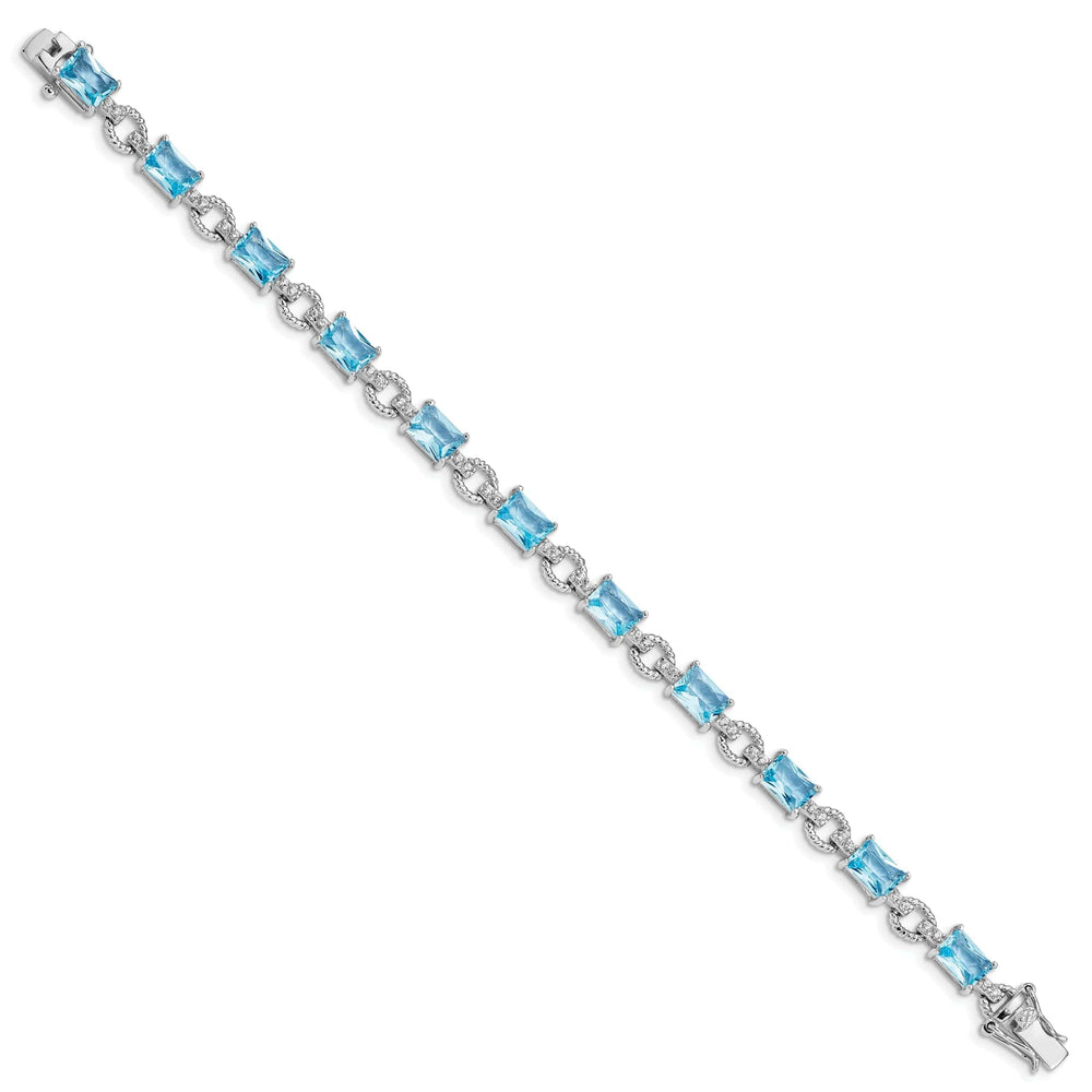 Lovely Rita's Bracelets Silver 11 Stones Blue and Clear C.Z Bracelet
