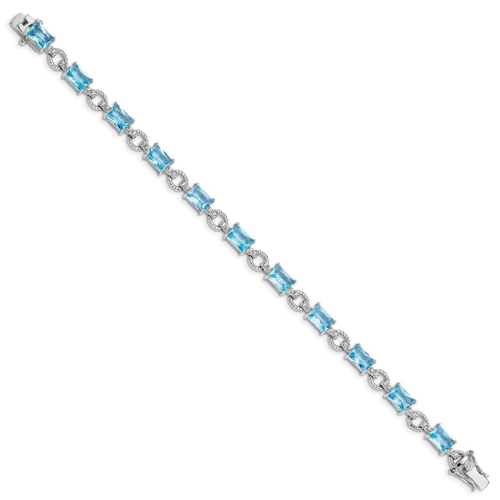 Lovely Rita's Bracelets Silver 11 Stones Blue and Clear C.Z Bracelet
