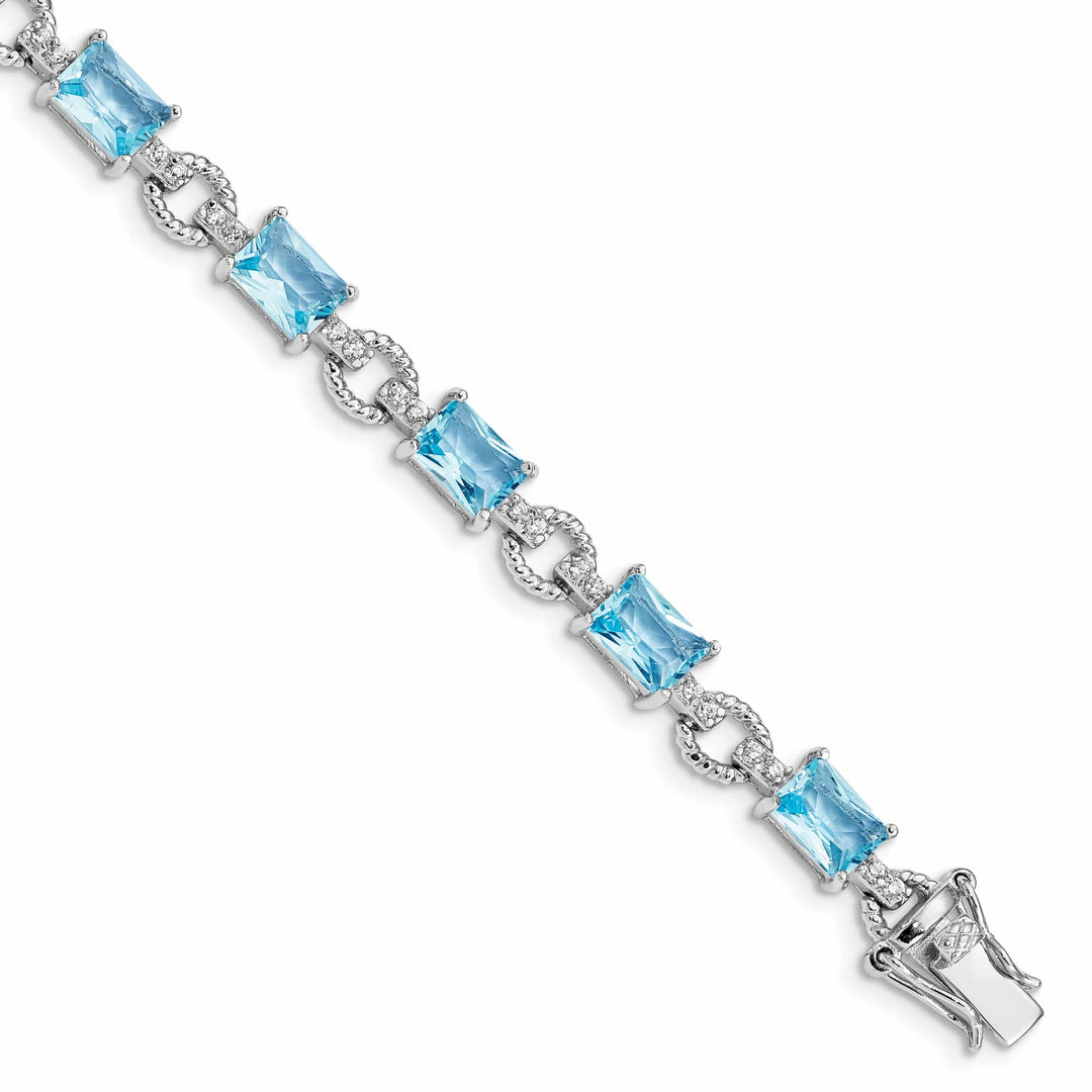 Lovely Rita's Bracelets Silver 11 Stones Blue and Clear C.Z Bracelet