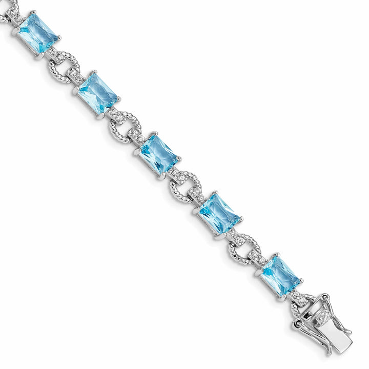Lovely Rita's Bracelets Silver 11 Stones Blue and Clear C.Z Bracelet