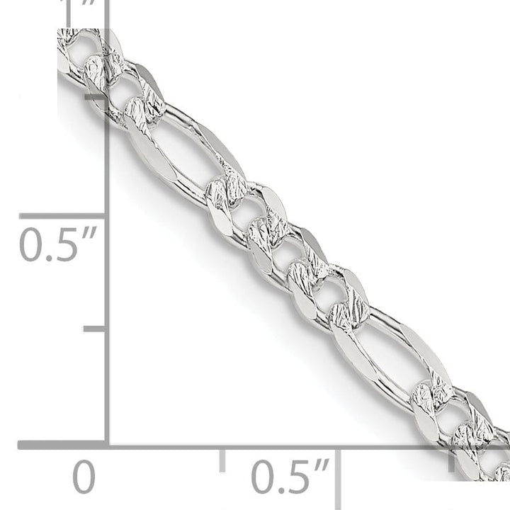 Lovely Rita's Bracelets Silver 4.00-mm Solid Pave Flat Figaro Chain