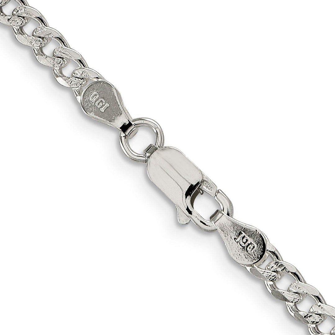 Lovely Rita's Bracelets Silver 4.00-mm Wide Solid Pave Link Curb Chain