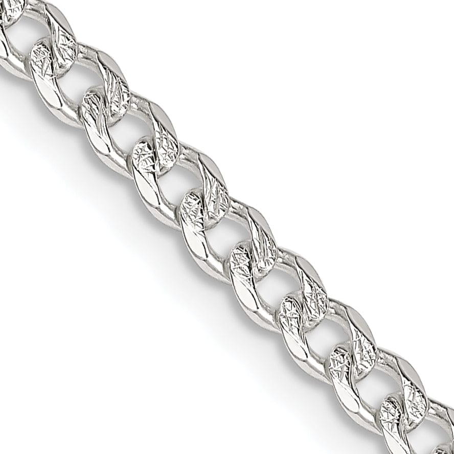Lovely Rita's Bracelets Silver 4.00-mm Wide Solid Pave Link Curb Chain