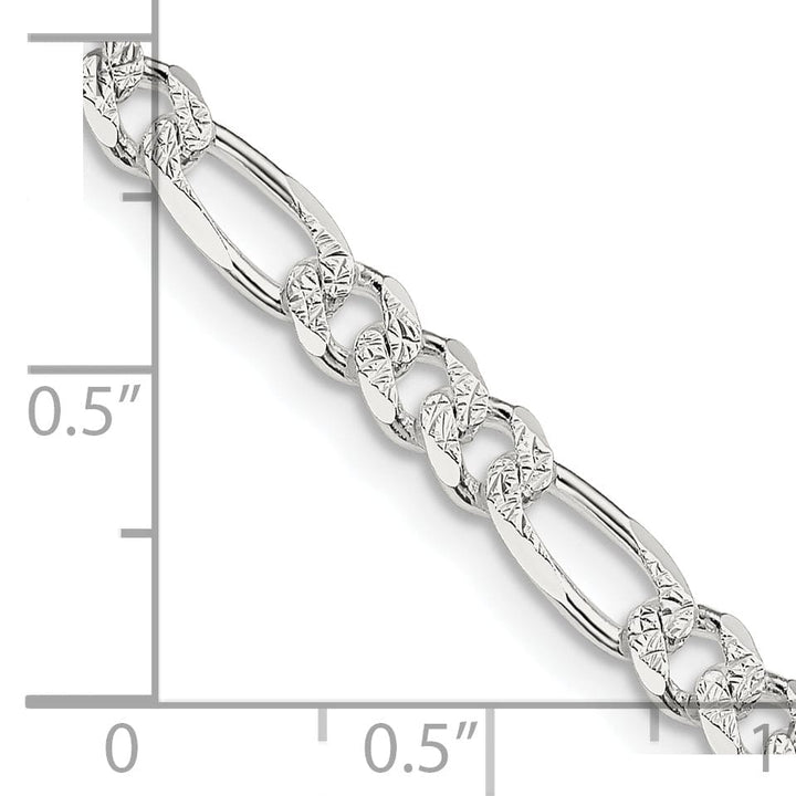 Lovely Rita's Bracelets Silver 4.75-mm Solid Pave Flat Figaro Chain