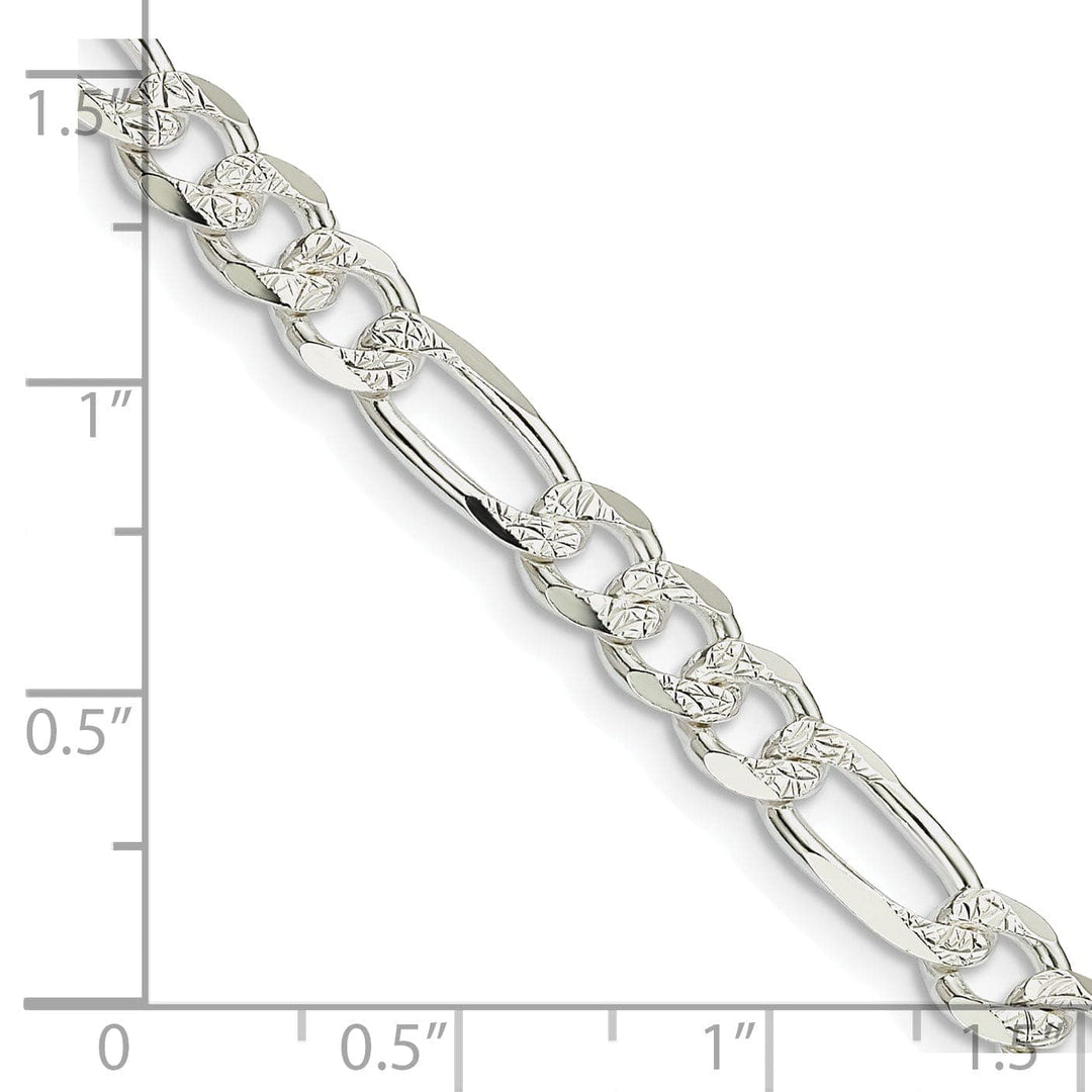 Lovely Rita's Bracelets Silver 5.50-mm Solid Pave Flat Figaro Chain