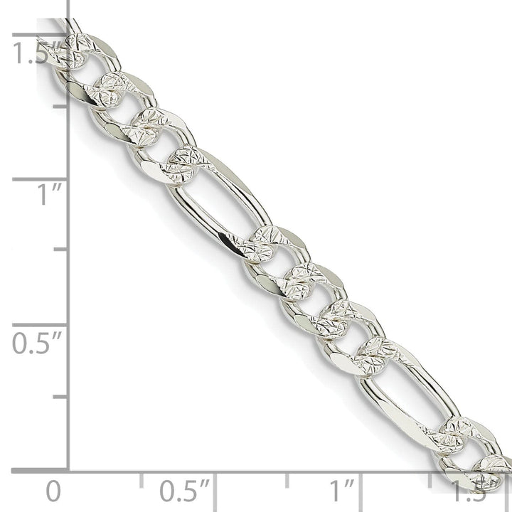 Lovely Rita's Bracelets Silver 5.50-mm Solid Pave Flat Figaro Chain